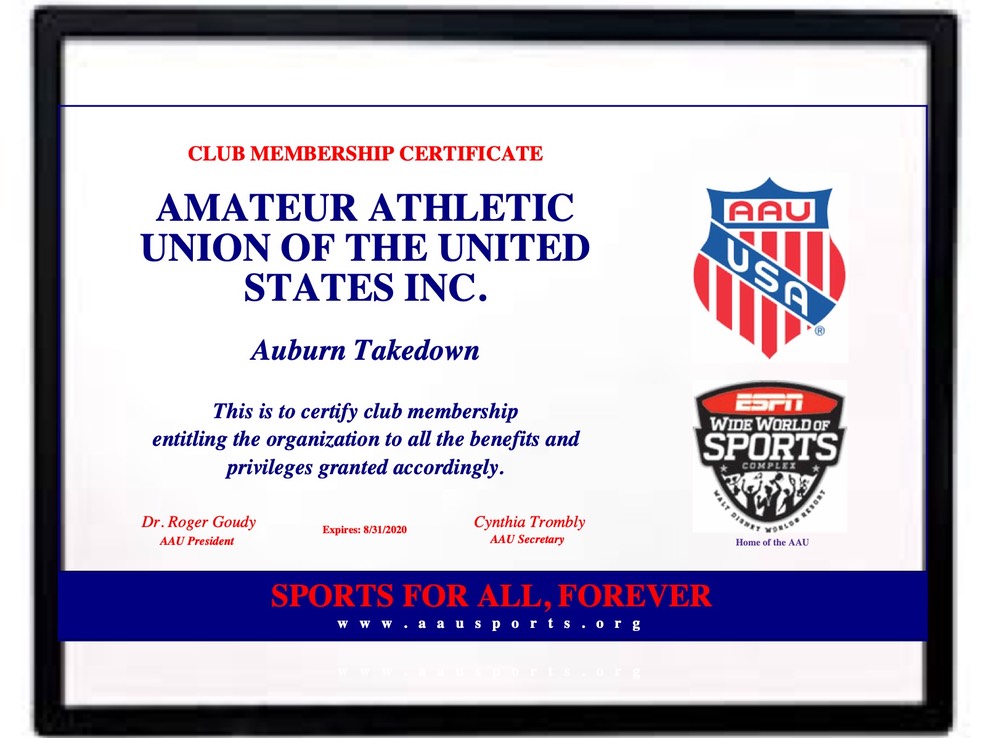 2019-2020 AAU Wrestling Auburn Takedown Club Charterdf